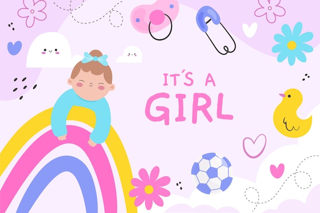 hand drawn baby girl background
