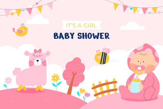 hand drawn baby girl background