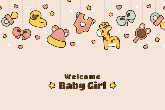 Free vector hand drawn baby girl background