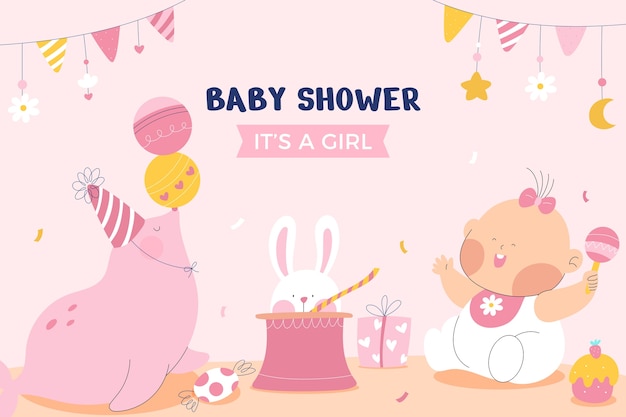 Hand drawn baby girl background