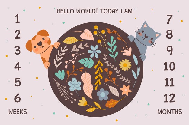 hand drawn baby milestone card design