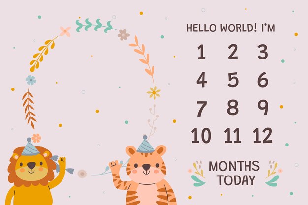 Hand drawn baby milestone card design