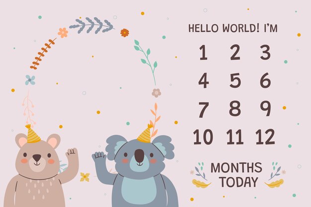 Hand drawn baby milestone card design