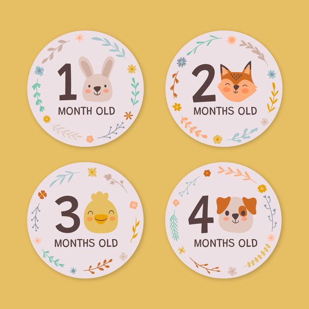Hand drawn baby milestone cards design