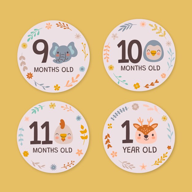 hand drawn baby milestone cards design
