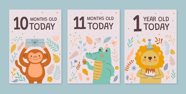 Hand drawn baby milestone cards