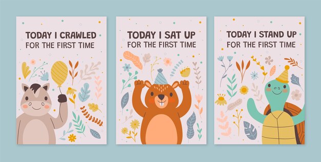 hand drawn baby milestone cards