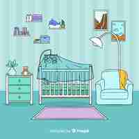 Free vector hand drawn baby room background