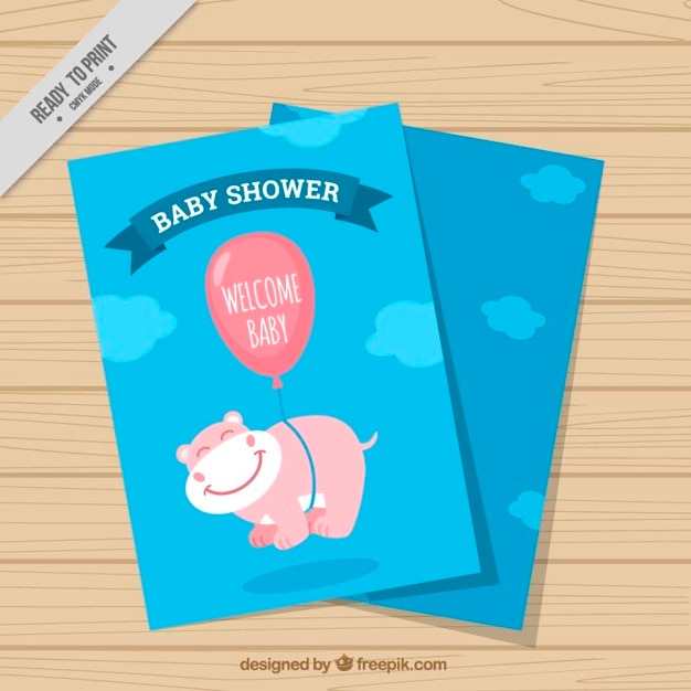 Hand drawn baby shower card with cute animal