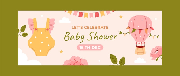 Vettore gratuito copertina facebook celebrazione baby shower disegnata a mano