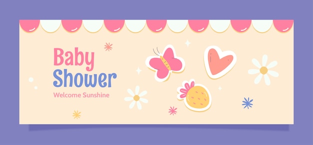 Vettore gratuito copertina facebook celebrazione baby shower disegnata a mano