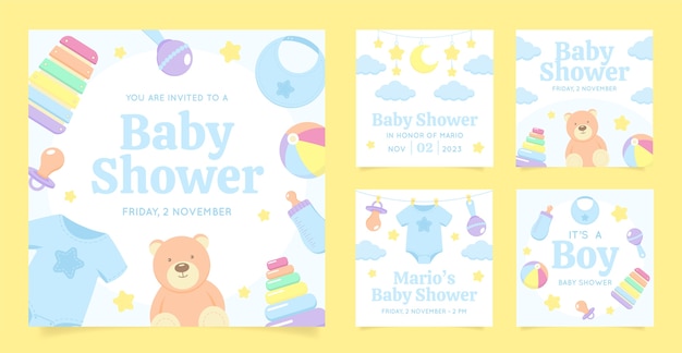 hand drawn baby shower celebration instagram posts