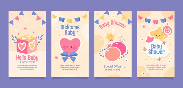 hand drawn baby shower celebration instagram stories