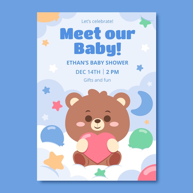 Hand drawn baby shower celebration invitation – Free Vector Download