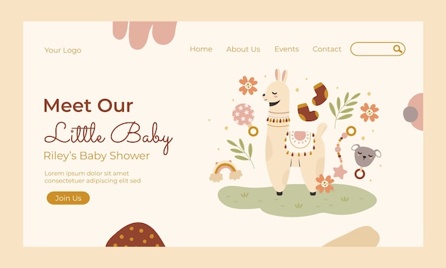 Free vector hand drawn baby shower celebration  landing page