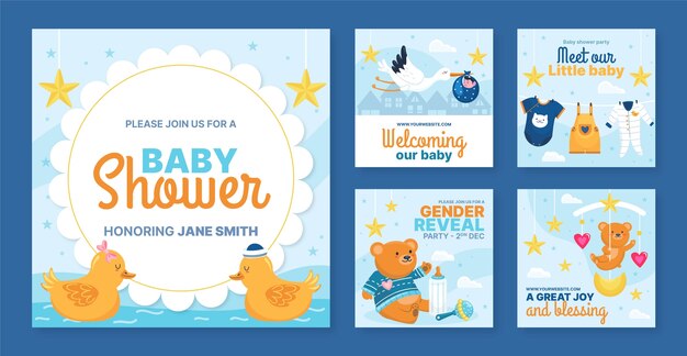 Hand drawn baby shower design template