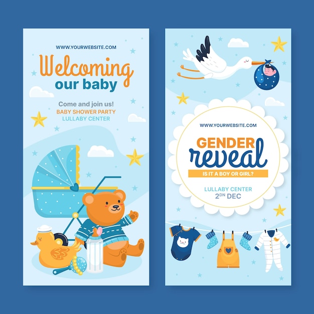 Vettore gratuito modello di design baby shower disegnato a mano