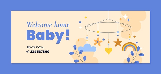 Hand drawn baby shower facebook cover template