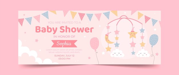 Hand drawn baby shower facebook cover template