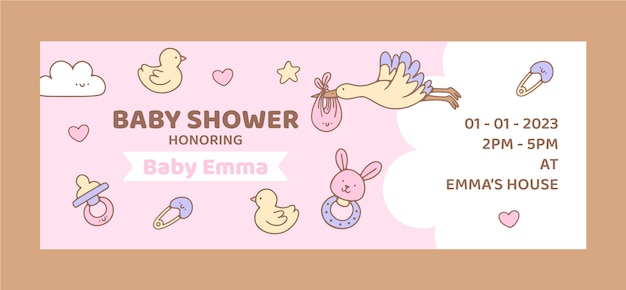 Hand drawn baby shower facebook cover