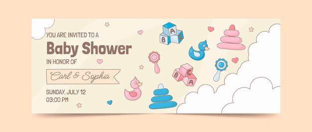 Hand drawn baby shower facebook cover