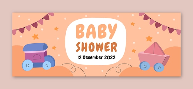 Free vector hand drawn baby shower facebook cover