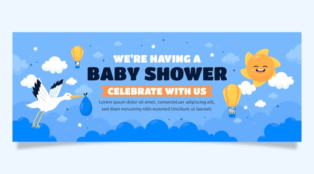 Hand drawn baby shower  facebook cover