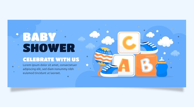 Vettore gratuito copertina facebook baby shower disegnata a mano