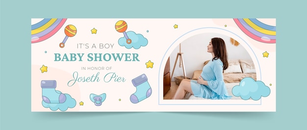 Free vector hand drawn baby shower  facebook cover