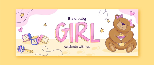 Hand drawn baby shower facebook cover