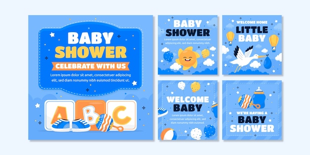 Hand drawn baby shower instagram posts