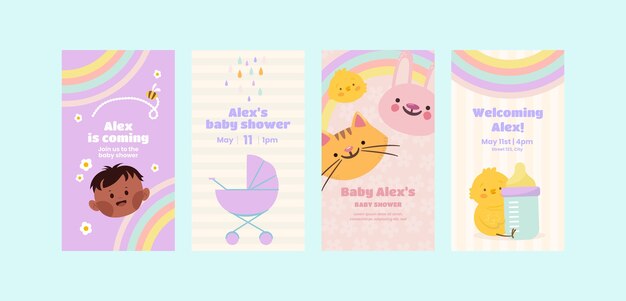 Hand drawn baby shower instagram stories