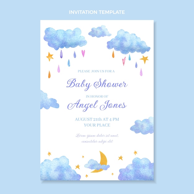 Modello di invito per baby shower disegnato a mano