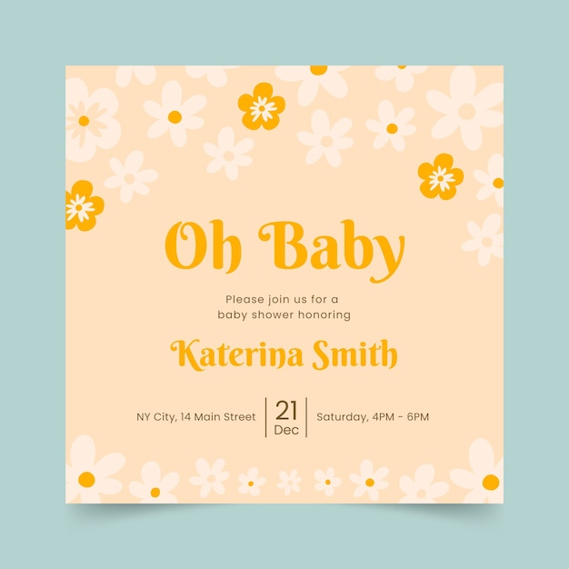 Free vector hand drawn baby shower invitation template