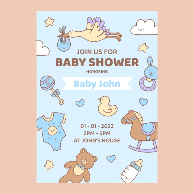 Hand drawn baby shower invitation
