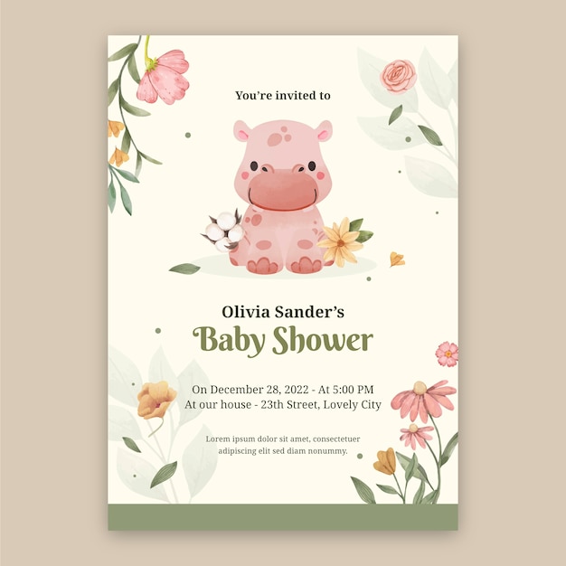 Vettore gratuito invito di baby shower disegnato a mano