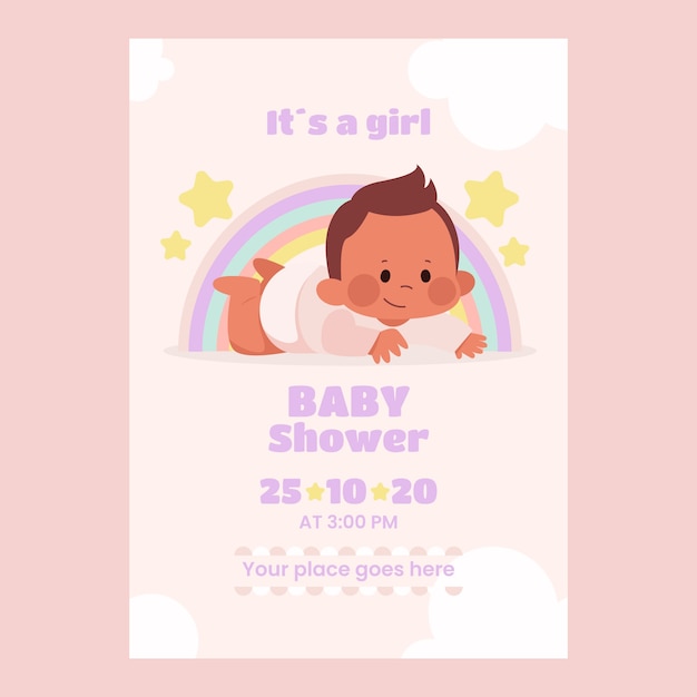 Vettore gratuito invito di baby shower disegnato a mano