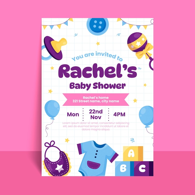 Free vector hand drawn baby shower invitation