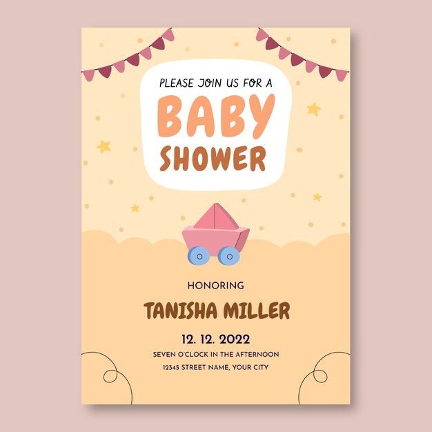 hand drawn baby shower invitation