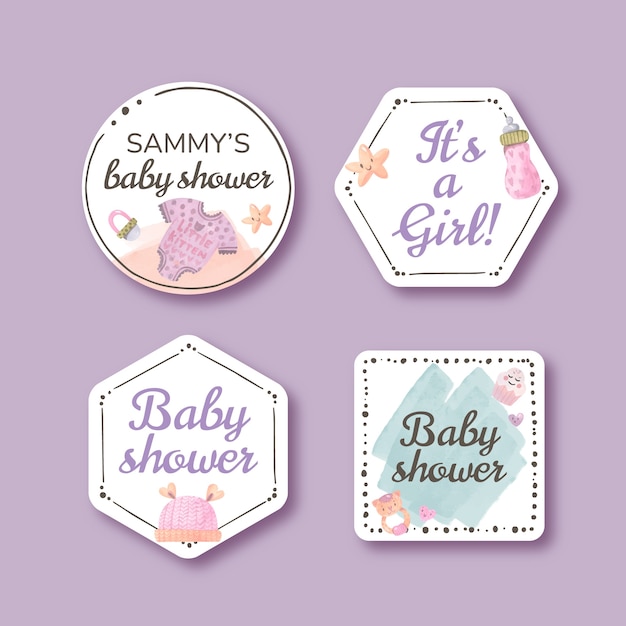 Free vector hand drawn baby shower labels template