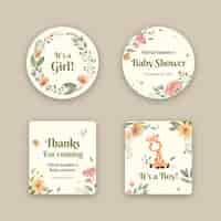 Free vector hand drawn baby shower labels