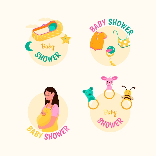 Free vector hand drawn baby shower labels