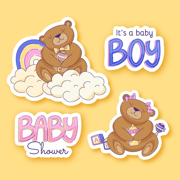 Free vector hand drawn baby shower labels