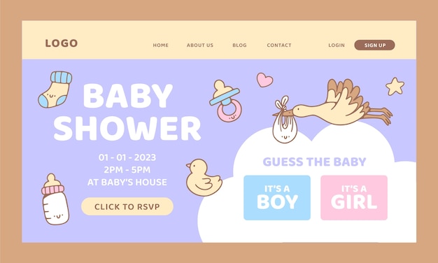 Hand drawn baby shower landing page