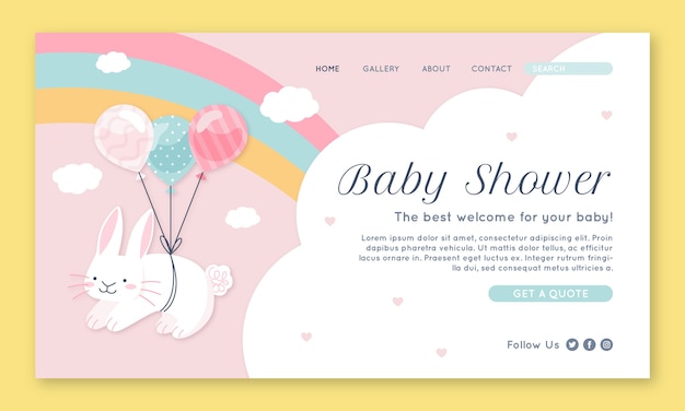 Free vector hand drawn baby shower landing page