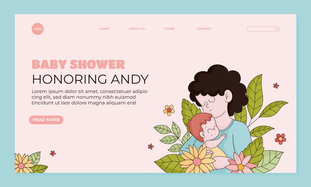 Free vector hand drawn baby shower landing page