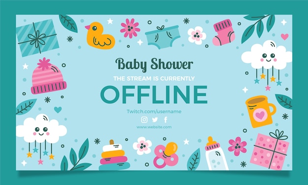 Hand drawn baby shower twitch background