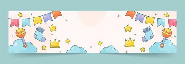 Hand drawn baby shower twitch banner