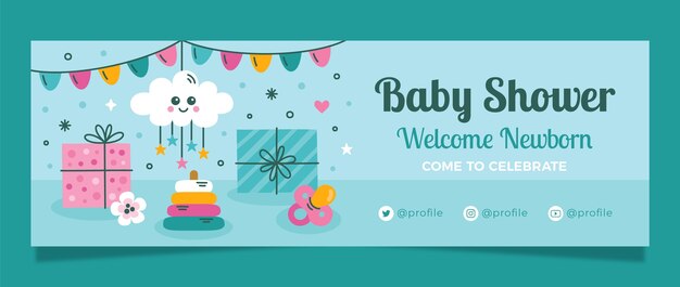 Hand drawn baby shower twitter header