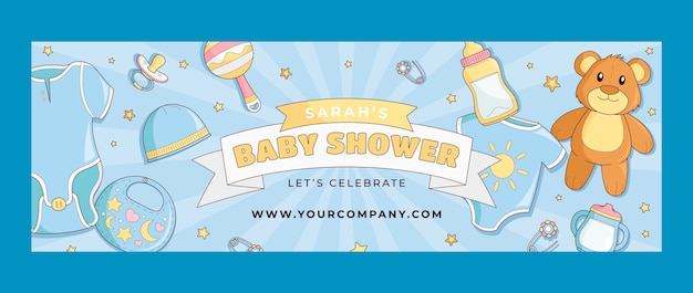 Free vector hand drawn baby shower twitter header